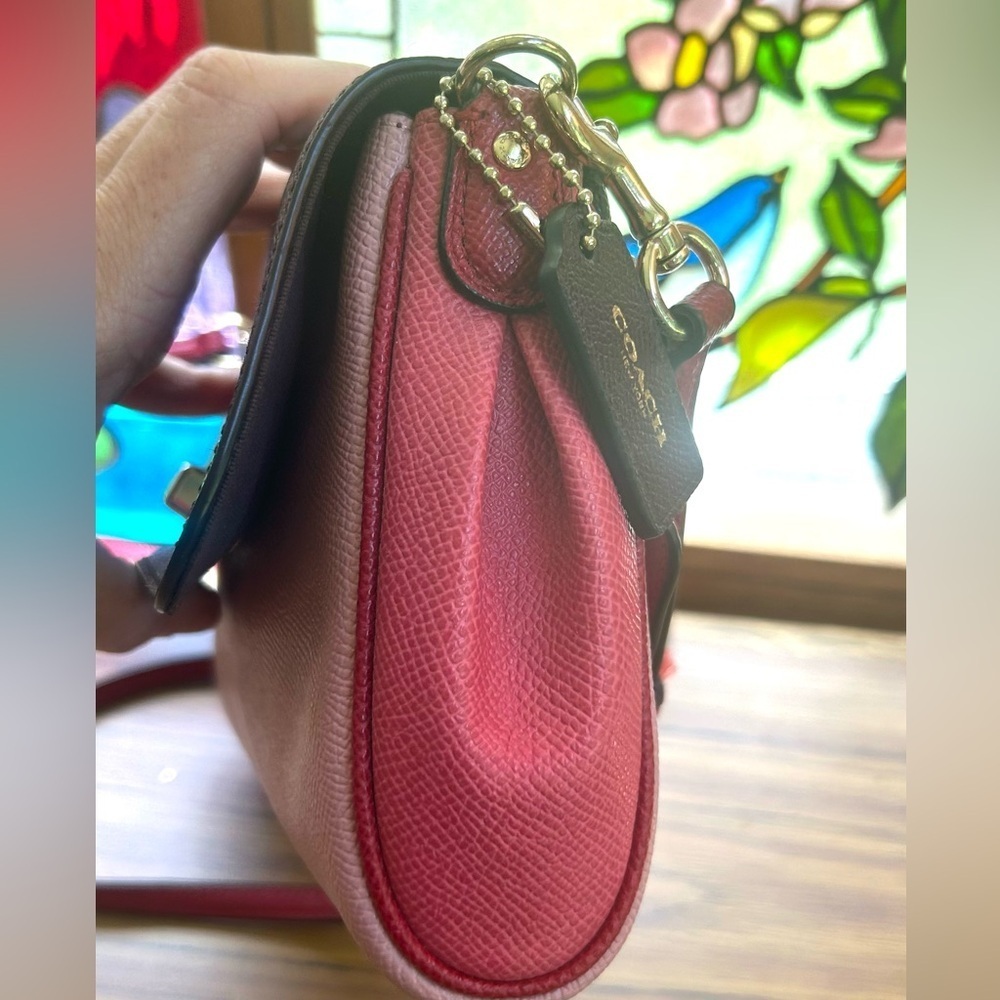Coach Colorblock Satchel | Pink Red Plum Leather‎ | Preppy Chic Y2K Quiet Luxury - Picture 10 of 11